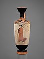 Terracotta lekythos (oil flask), Carlsruhe Painter, Terracotta, Greek, Attic