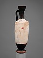 Terracotta lekythos (oil flask), Attributed to the Quadrate Painter, Terracotta, Greek, Attic