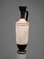 Terracotta lekythos (oil flask), Attributed to the Quadrate Painter, Terracotta, Greek, Attic