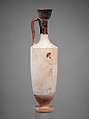 Terracotta lekythos (oil flask), Attributed to the Triglyph Painter, Terracotta, Greek, Attic