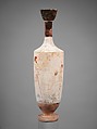 Terracotta lekythos (oil flask), Attributed to the Triglyph Painter, Terracotta, Greek, Attic