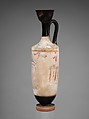 Terracotta lekythos (oil flask), Attributed to the Painter of Berlin 2464, Terracotta, Greek, Attic