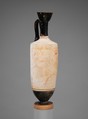 Terracotta lekythos (oil flask), Attributed to the Reed Painter, Terracotta, Greek, Attic