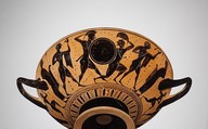 Terracotta kylix (drinking cup), Attributed to the Painter of New York 06.1021.154, Terracotta, Greek, Attic