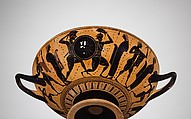 Terracotta kylix (drinking cup), Attributed to the Painter of New York 06.1021.154, Terracotta, Greek, Attic