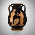Terracotta pelike (jar), Attributed to the Altamura Painter, Terracotta, Greek, Attic