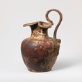 Bronze oinochoe (jug), Bronze, silver, Greek