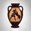 Terracotta amphora (jar), Attributed to the Group of Brussels R 243, Terracotta, Greek, Attic