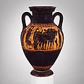 Terracotta amphora (jar), Attributed to the Bateman Group, Terracotta, Greek, Attic