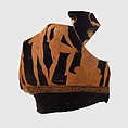 Fragment of a terracotta bell-krater (bowl for mixing wine and water), Group of Polygnotos, Terracotta, Greek, Attic