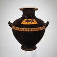 Terracotta hydria: kalpis (water jar), Terracotta, Greek, Attic