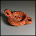 Terracotta oil lamp, Terracotta, Roman