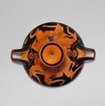 Terracotta kylix (drinking cup), Attributed to the Painter of Würzburg 487, Terracotta, Greek, Attic