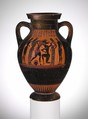 Terracotta amphora (jar), Signed by Taleides as potter, Terracotta, Greek, Attic