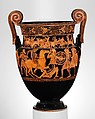 Terracotta volute-krater (bowl for mixing wine and water), Attributed to the Painter of the Woolly Satyrs (namepiece), Terracotta, Greek, Attic