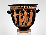 Terracotta bell-krater (bowl for mixing wine and water), Attributed to the Methyse Painter, Terracotta, Greek, Attic