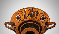 Terracotta kylix: eye-cup (drinking cup), Terracotta, Greek, Attic