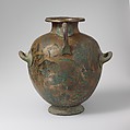 Bronze hydria: kalpis (water jar), Bronze, Greek, Attic