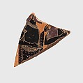 Fragment of a terracotta plate, Lydos, Terracotta, Greek, Attic