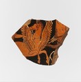 Fragment of a terracotta volute-krater (bowl for mixing wine and water), Painter of the Dublin Situlae, Terracotta, Greek, South Italian, Apulian
