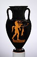 Terracotta Nolan neck-amphora (jar), Attributed to the Oionokles Painter, Terracotta, Greek, Attic
