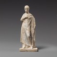 Terracotta statuette of a draped woman, Terracotta, Greek, possibly Corinthian