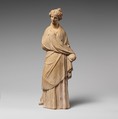 Terracotta statuette of a draped woman, Terracotta, Greek, Boeotian