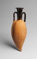Terracotta amphoriskos (oil flask), Terracotta, Greek, Attic