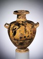 Terracotta hydria: kalpis (water jar), Washing Painter, Terracotta, Greek, Attic