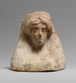 Terracotta relief with the head of a woman, Terracotta, Greek, Corinthian