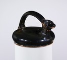 Terracotta askos (flask with a spout and handle over the top), Terracotta, Greek, Attic