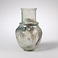 Glass indented jar, Glass, Roman