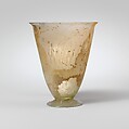 Glass beaker with facet-cut decoration, Glass, Roman