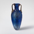 Glass amphoriskos with horizontal ribs, Glass, Roman