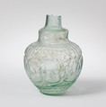 Glass flask decorated with intersecting circles, Glass, Roman