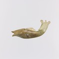 Glass bottle in the shape of a fish, Glass, Roman