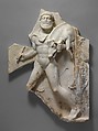 Marble relief with Herakles carrying the Erymanthian Boar, Marble, Roman