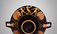 Terracotta kylix (drinking cup), Attributed to the Euergides Painter, Terracotta, Greek, Attic