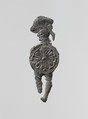 Lead figure of a warrior with a helmet and shield, Lead, Greek, Laconian