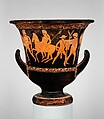 Terracotta calyx-krater (bowl for mixing wine and water), Attributed to the Painter of the Berlin Hydria, Terracotta, Greek, Attic