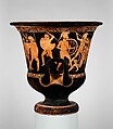 Terracotta calyx-krater (bowl for mixing wine and water), Attributed to the Painter of the Berlin Hydria, Terracotta, Greek, Attic
