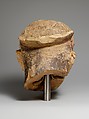 Terracotta head of a woman, probably a sphinx, Terracotta, Greek