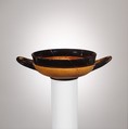 Terracotta stemless kylix (drinking cup), Terracotta, Greek, Attic