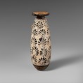 Terracotta alabastron (perfume vase), Attributed to the Group of the Paidikos Alabastra, Terracotta, Greek, Attic