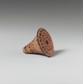 Terracotta spindle whorl, Terracotta, Greek, Attic