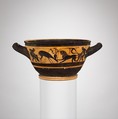 Terracotta skyphos (deep drinking cup), Terracotta, Greek, Attic