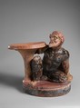 Terracotta stand with a satyr, Terracotta, Etruscan