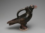 Terracotta askos (flask) in the form of a jackdaw, Terracotta, Etruscan