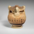 Terracotta pyxis (box), Terracotta, Greek, Corinthian