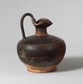 Terracotta oinochoe (jug) with lid, Terracotta, Greek, Corinthian